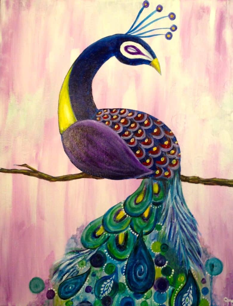 Radiant Peacock Wine and Canvas Bloomington