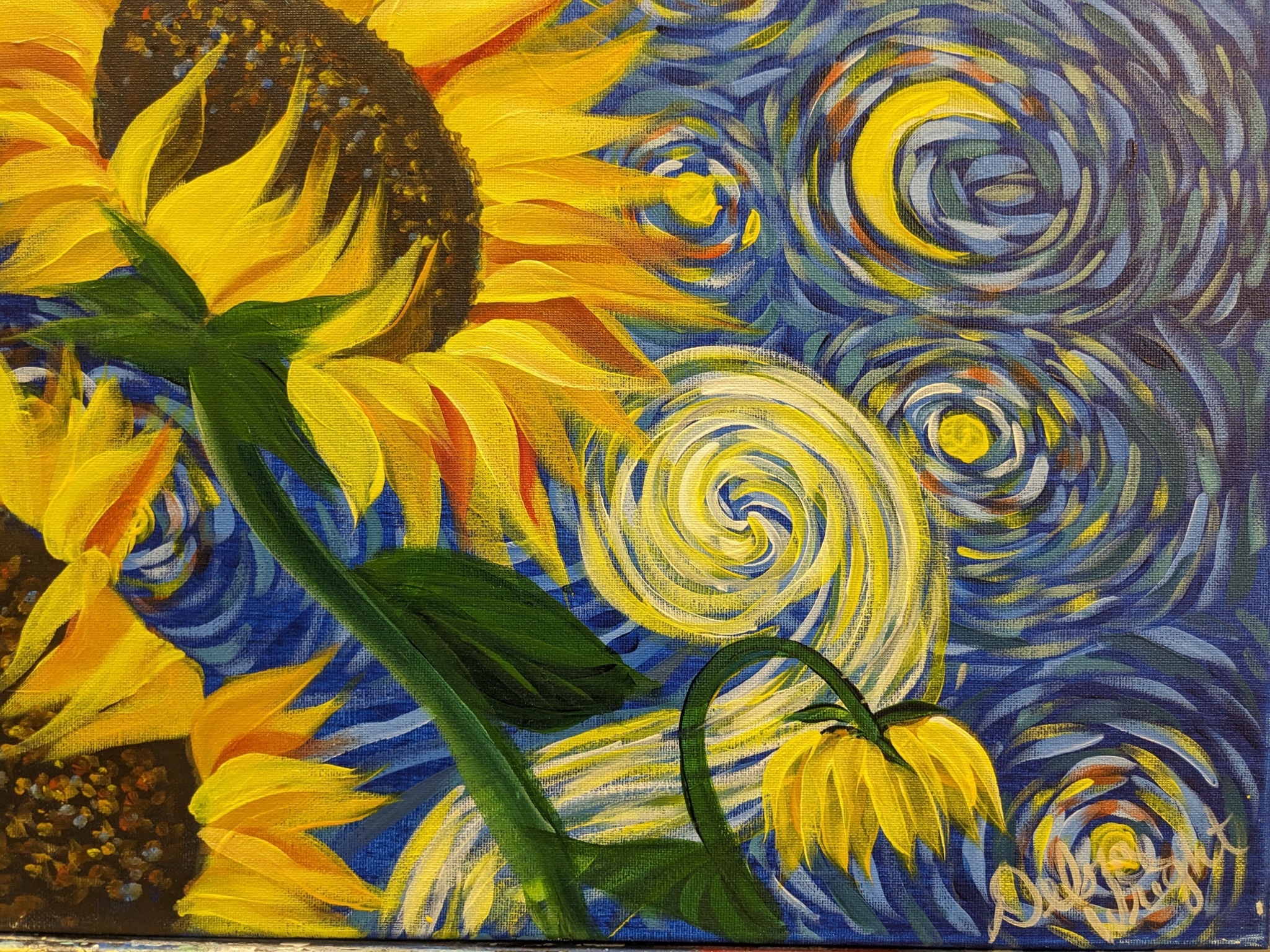 paint and sip, paint and sip columbus, sip and paint, sip and paint columbus, starry night, sunflower painting, paint class, painting, wine and canvas, wine and canvas columbus, paint night,