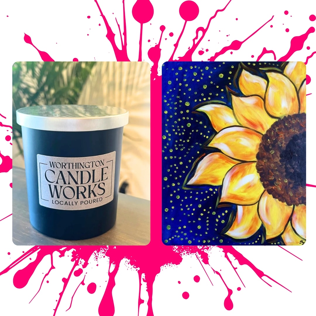 paint and sip columbus painting candle