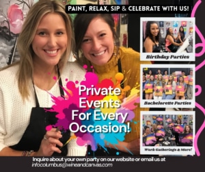 paint and sip, paint and sip columbus, sip and paint, paint class, painting, private event