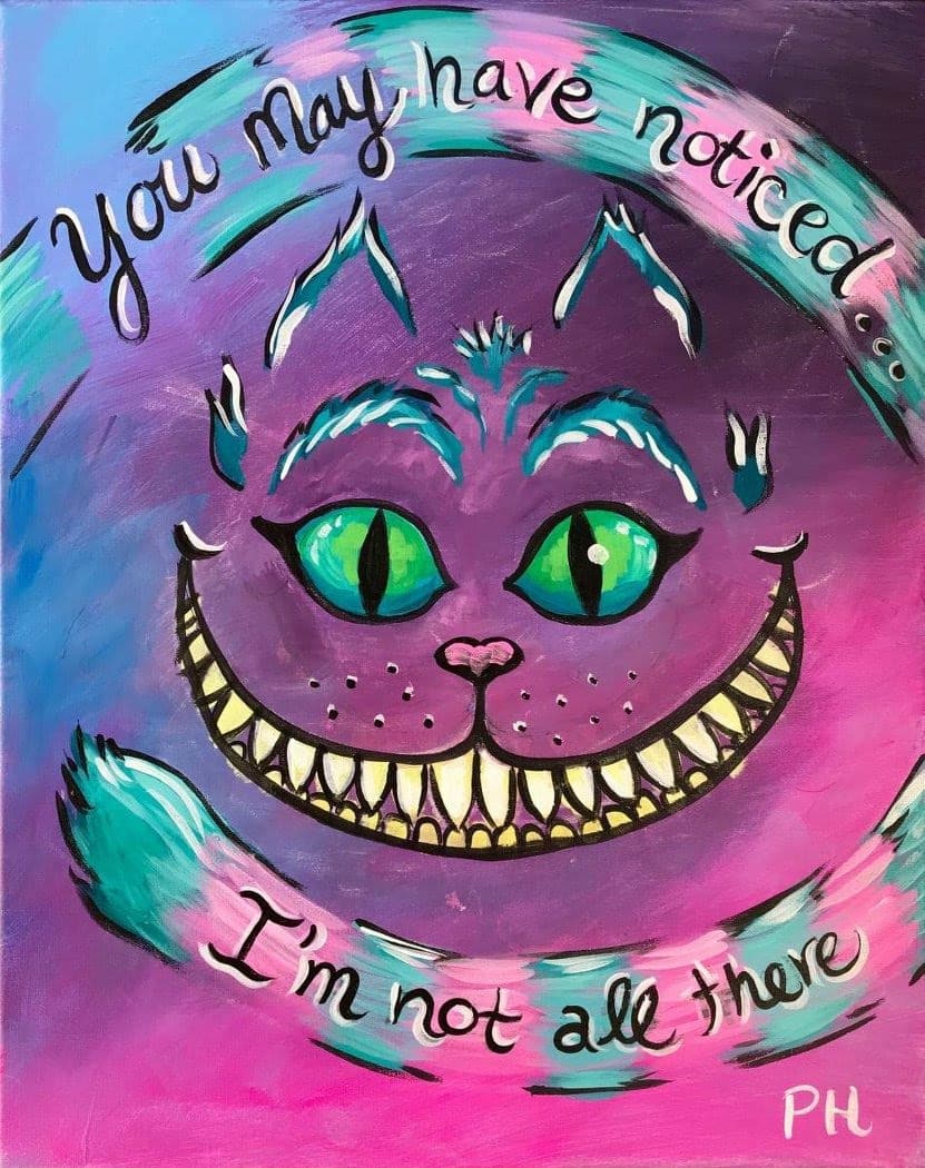 paint and sip columbus, sip and paint columbus, painting, paint, paint and wine columbus, wine and canvas, painting, wine art, Alice in wonderland art,