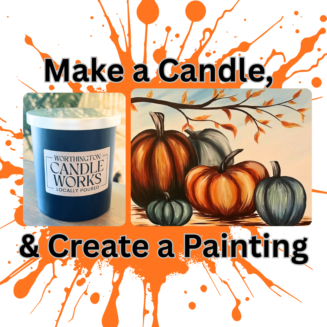 painting, paint and sip, paint and sip columbus, sip and paint, sip and paint columbus, candle, candle making, scented candles, columbus ohio, wine and canvas, Worthington Candle Works, paint night, art, fun,