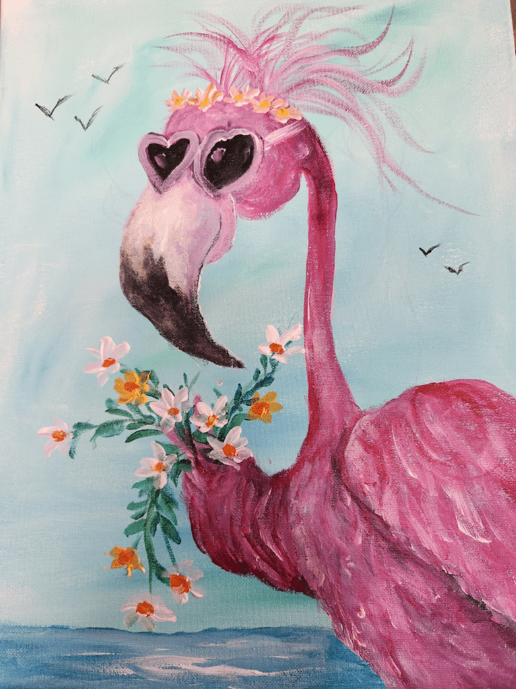Orlando Paint n Sip - Fabulous Flocking Flamingo