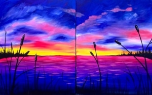 Date Night Paint n Sip - Summer Sunset Over the Lake - Twelve Talons Beerworks - Wine and Canvas Orlando