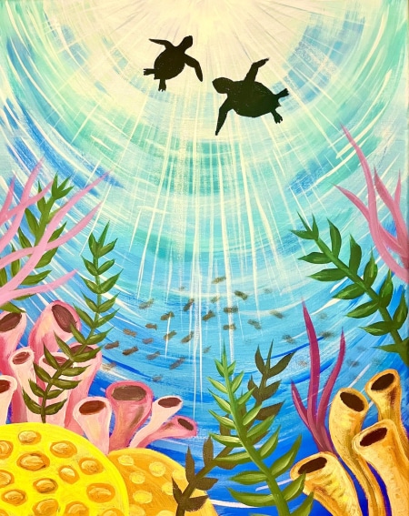 swimming with turtles