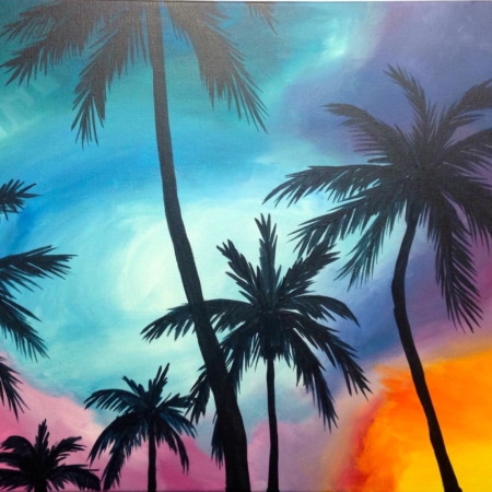 Tampa Canvas and Wine - Sunset Palms