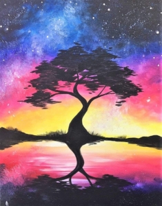 Orlando Paint and Sip Galaxy Lake at Flippers O-Town West