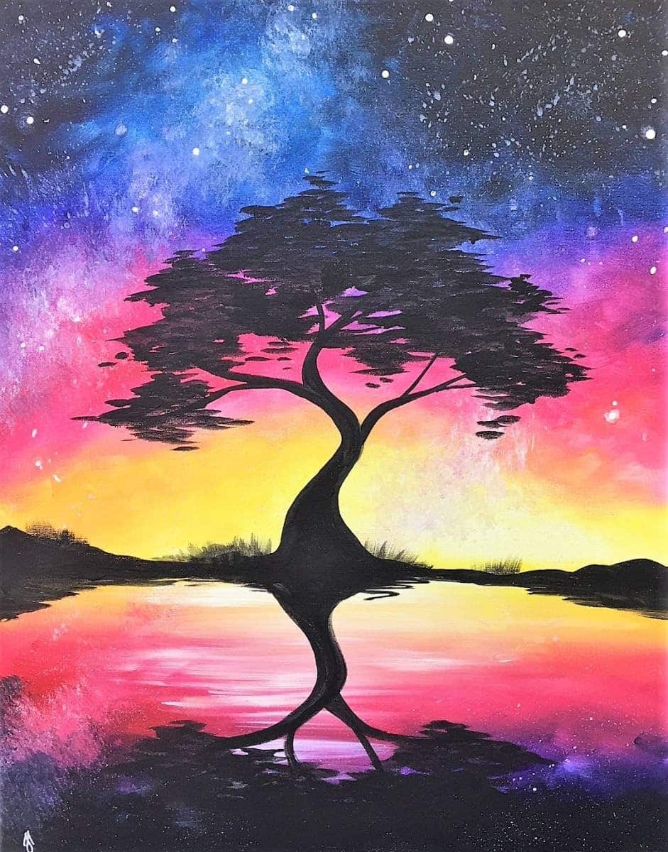 Orlando Paint and Sip Galaxy Lake at Flippers O-Town West