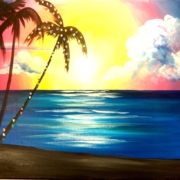 paint and sip sunset-palm-holiday
