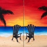 Paint and Sip Orlando Date Night Beach Sunset at Flippers SODO