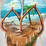 Fort Myers Wine and Paint - Wood Flip Flops