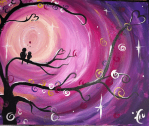 Paint and Sip Orlando Purple Love Birds