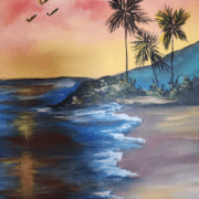 Tropical Sunset art and wine