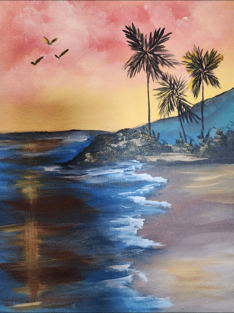 Tropical Sunset art and wine