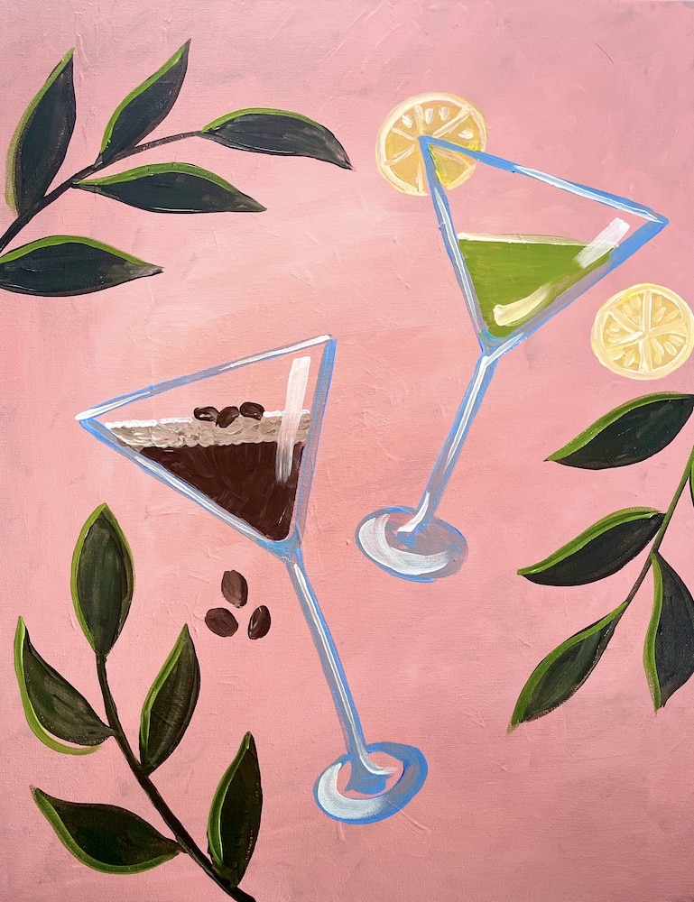 It's Martini Time! Let's get swanky together at our Fort Myers Paint Night. Make this modern mid-century painting with us!