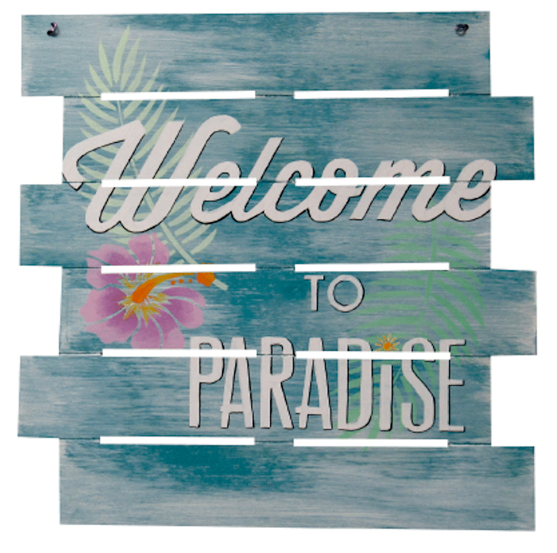Unwind with us at our Paint and Sip at Aspirations Winery using offset wood shiplap to create “Welcome to Paradise.