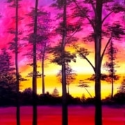 Orlando Paint and Sip Sunset Through The Trees at Flippers SODO