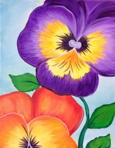 Orlando Sip and Paint Painted Pansies at Flippers O-Town West