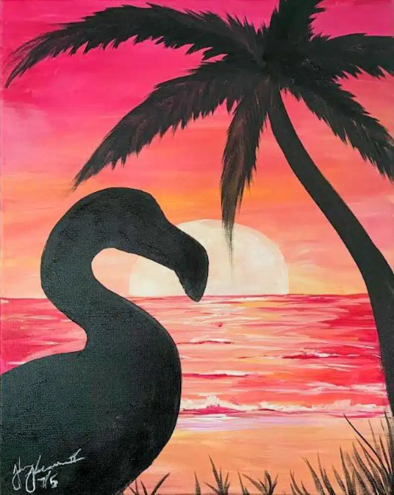 Paint and Sip at Funky Buddha – Flamingo Sunset