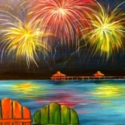 Paint and Wine at Aspirations Winery - Fireworks over the Beach