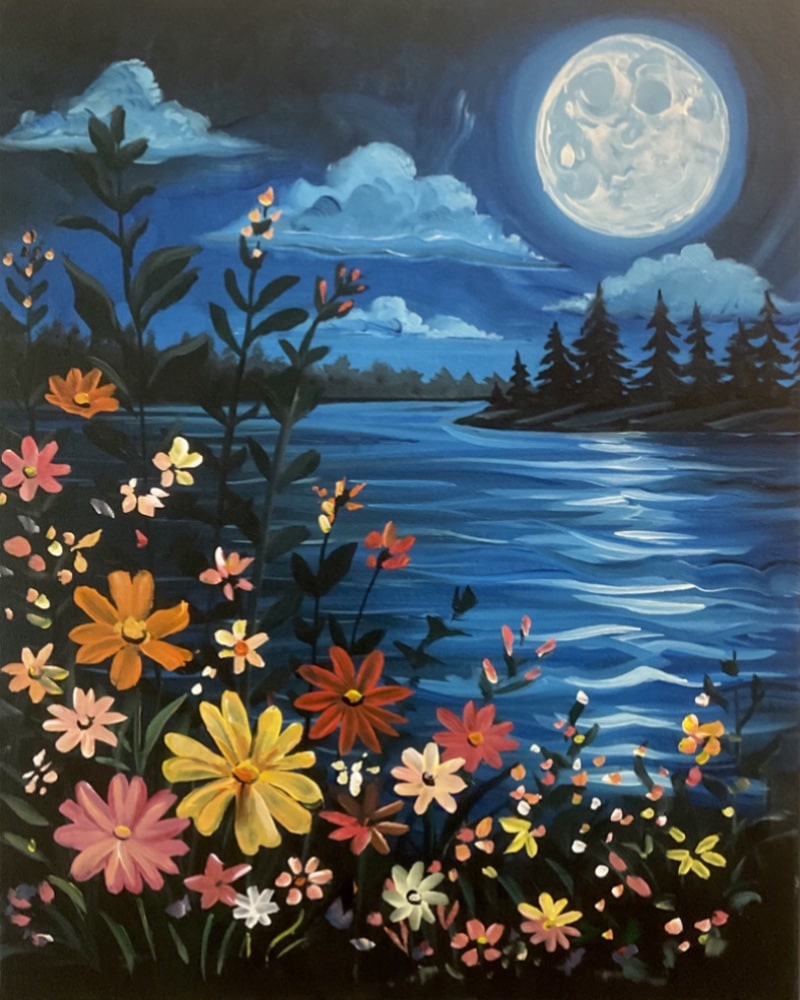 Miami Paint and Sip at Unseen Creatures - Moonlit Wild Flowers