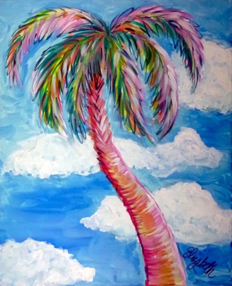 Colorful Canvas Painting Party Naples - Rainbow Palm