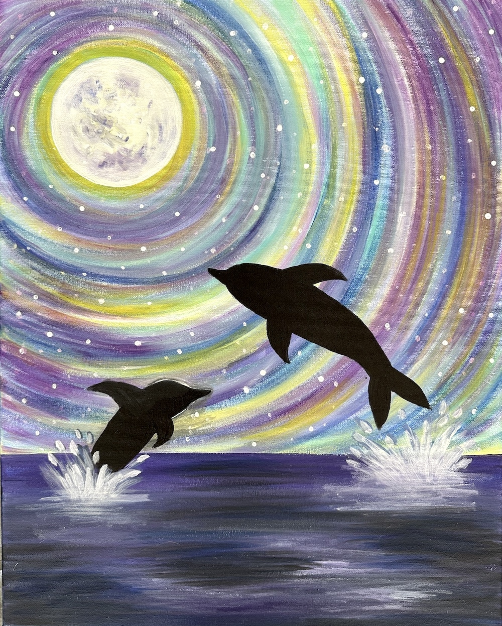 Fun Painting Class Ft Myers Beach - Playful Dolphins