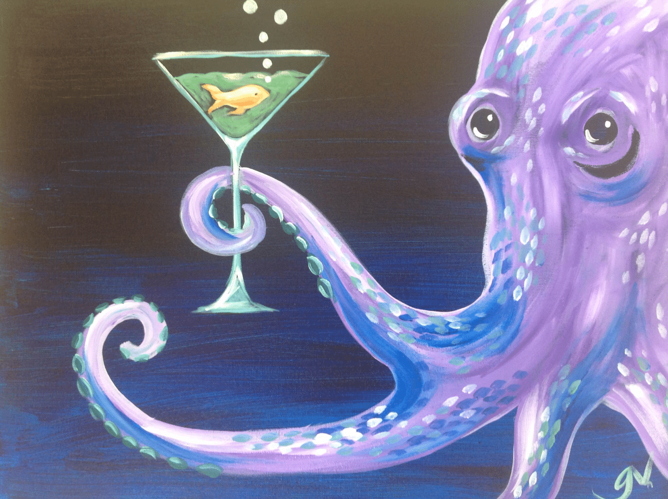 Cape Coral Pint and Paint - Octopus Martini - Eight Foot Brewing - Fort Myers Beach Paint Party - Goldfish Martini - Bonita Bill's Waterfront Cafe - Paint and Sip - Wine and Canvas