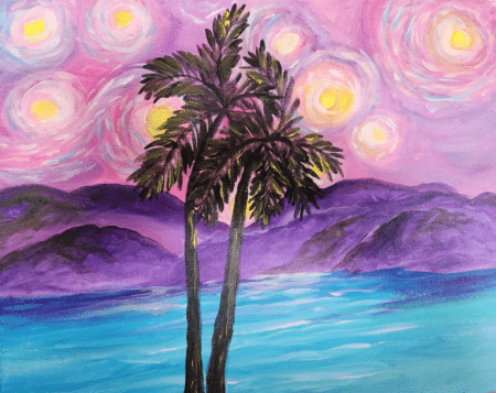 Painting Night Ft Myers Beach - Starry Tropics - Matanza on the Beach