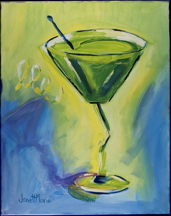 Fort Myers Summer Paint and Sip - Appletini - Wine and Canvas - Burntwood Tavern - July 2024