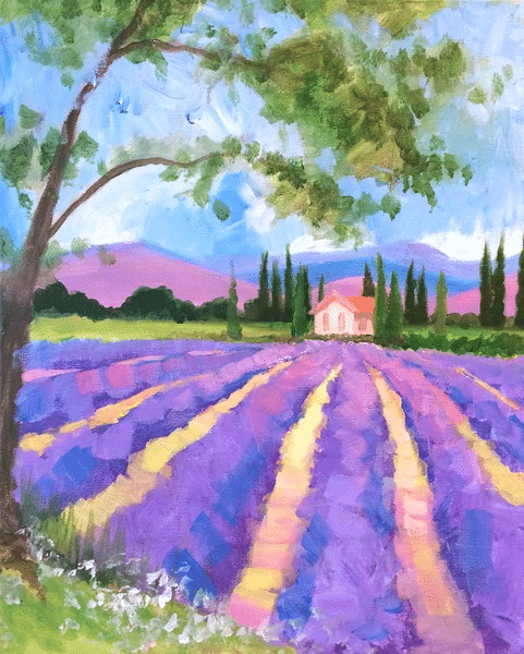 Cape Coral Painting Class - Abundant Lavender - Paint and Sip - The French Press - Wine and Canvas Ft. Myers - August 2024