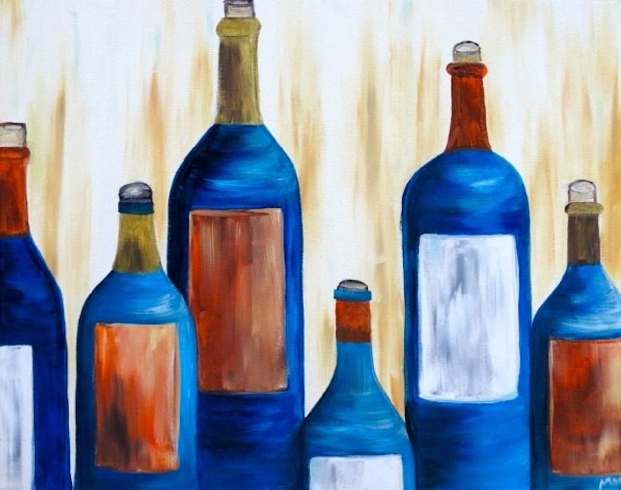 Ft. Myers Paint n Sip - Blue Bottles - Matanzas on the Bay - Wine and Canvas Greater Ft. Myers - September 2024