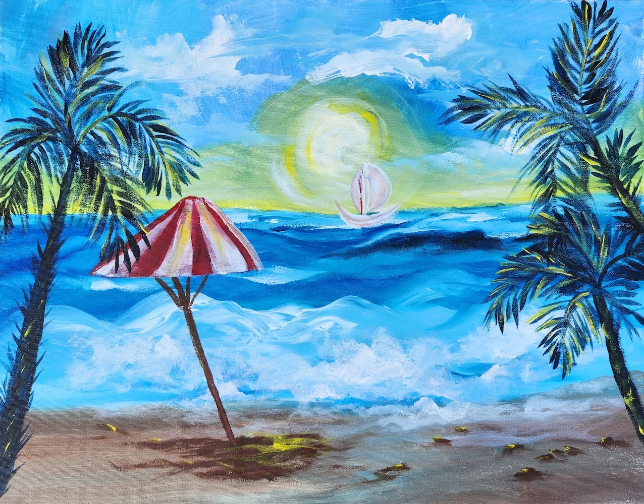 Painting Lesson for Beginners - Sailing at the Beach