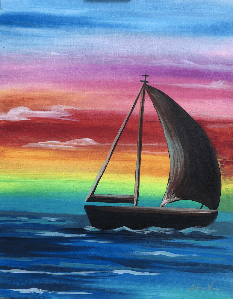 Cape Coral Canvas Class - Colorful Sailboat