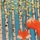 Fox in Birch Forest