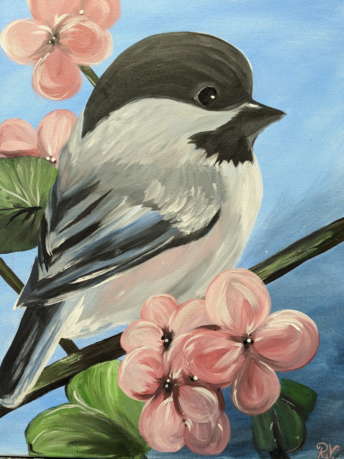 Chickadee in the Blossoms