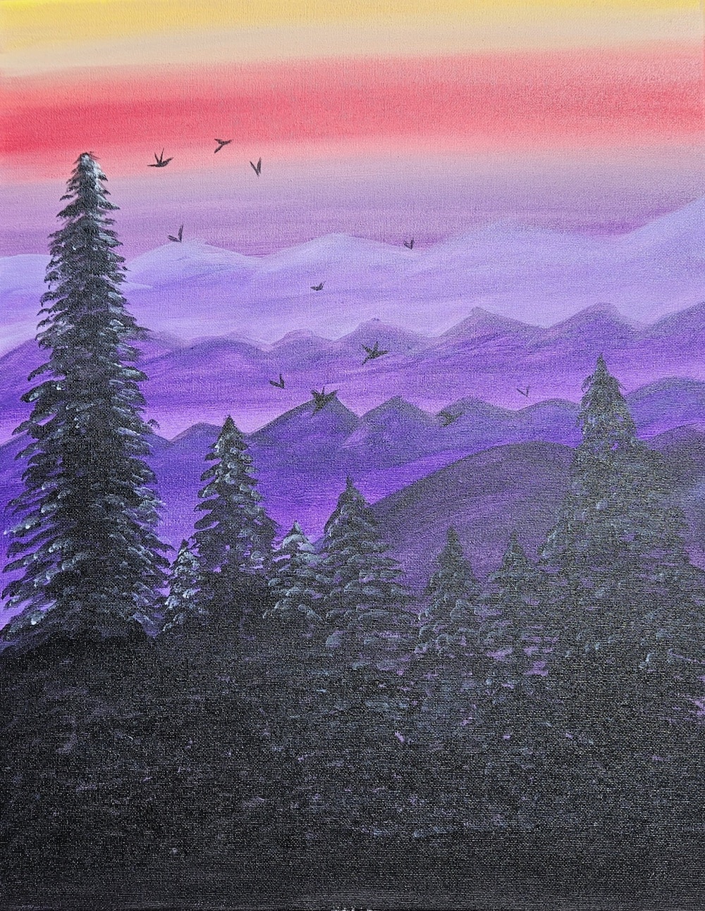 Purple Mountains Majesty Paint and Sip Wine & Canvas Indianapolis