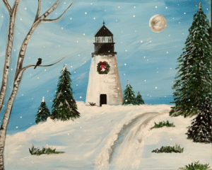 Learn Painting - Indy Paint Party - Winter Lighthouse