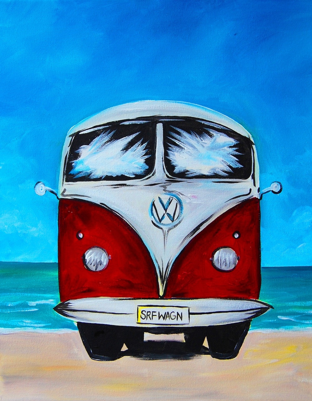South Indy Painting Party - Surfwagon - South Indy Beachy Paint and Sip - Surf Wagon - Colonial Tavern - Wine and Canvas - July 2024