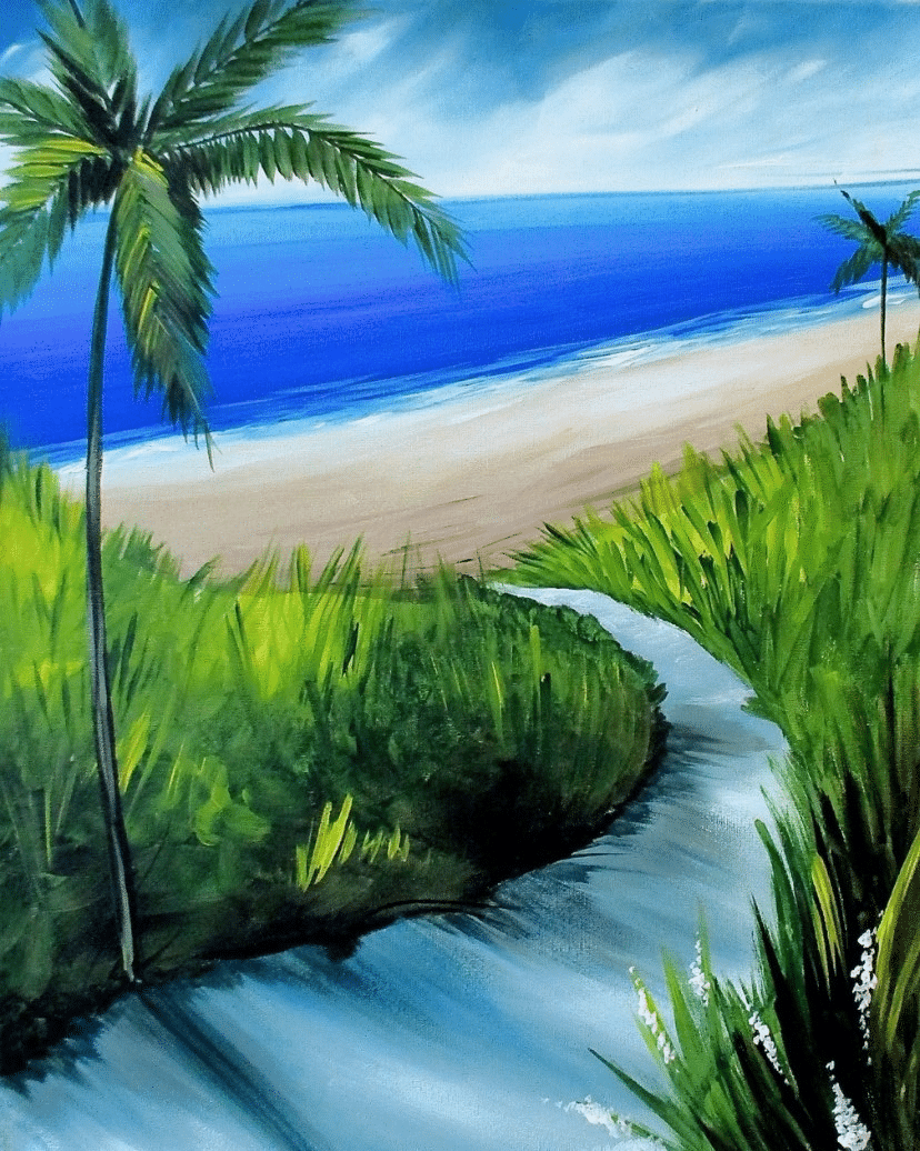 Carmel Patio Paint Night - Winding Beach Path - paint and sip - Danny Boy Beer Works