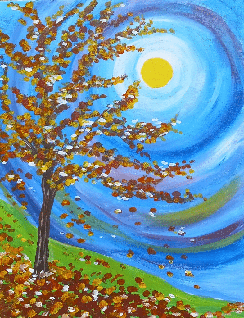 Fishers Paint Party - Fall Moon - Paint and Sip - Schoolhouse 7 Cafe - Wine and Canvas Greater Indianapolis - August 2024