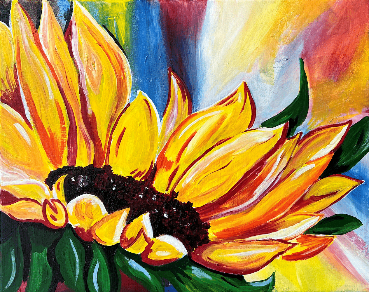 South Indy Fall Paint Party - Sunflower - Colonial Tavern - Paint and Sip - Wine and Canvas of Greater Indianapolis - October 2024