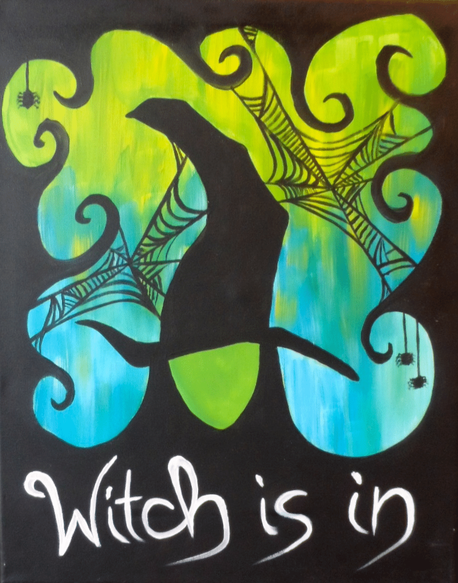 Broad Ripple Paint Night - The Witch Is In - Paint and Sip - Condado Tacos - Wine and Canvas Greater Indianapolis - October 2024