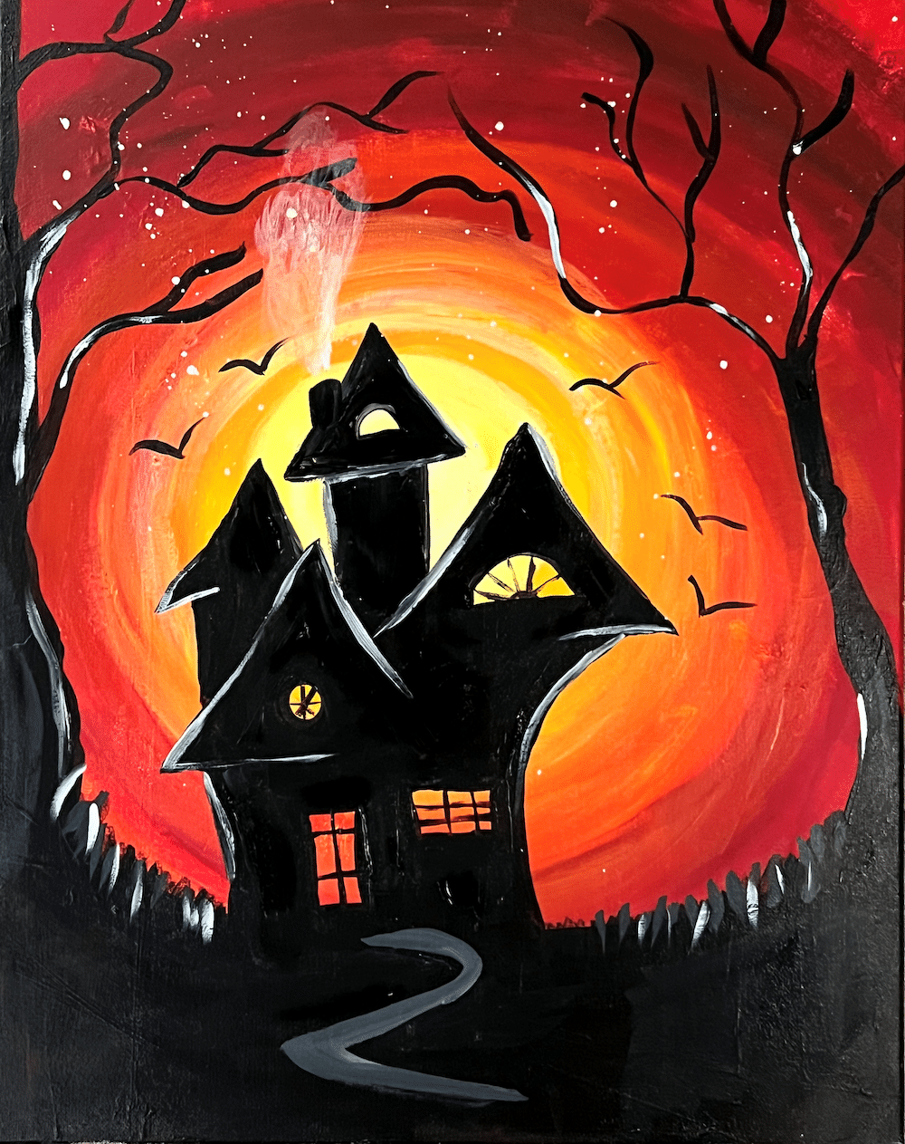 Lebanon Paint Party - Spooky Lane - Paint and Sip - 1830 Chophouse - Wine and Canvas Greater Indianapolis - October 2024