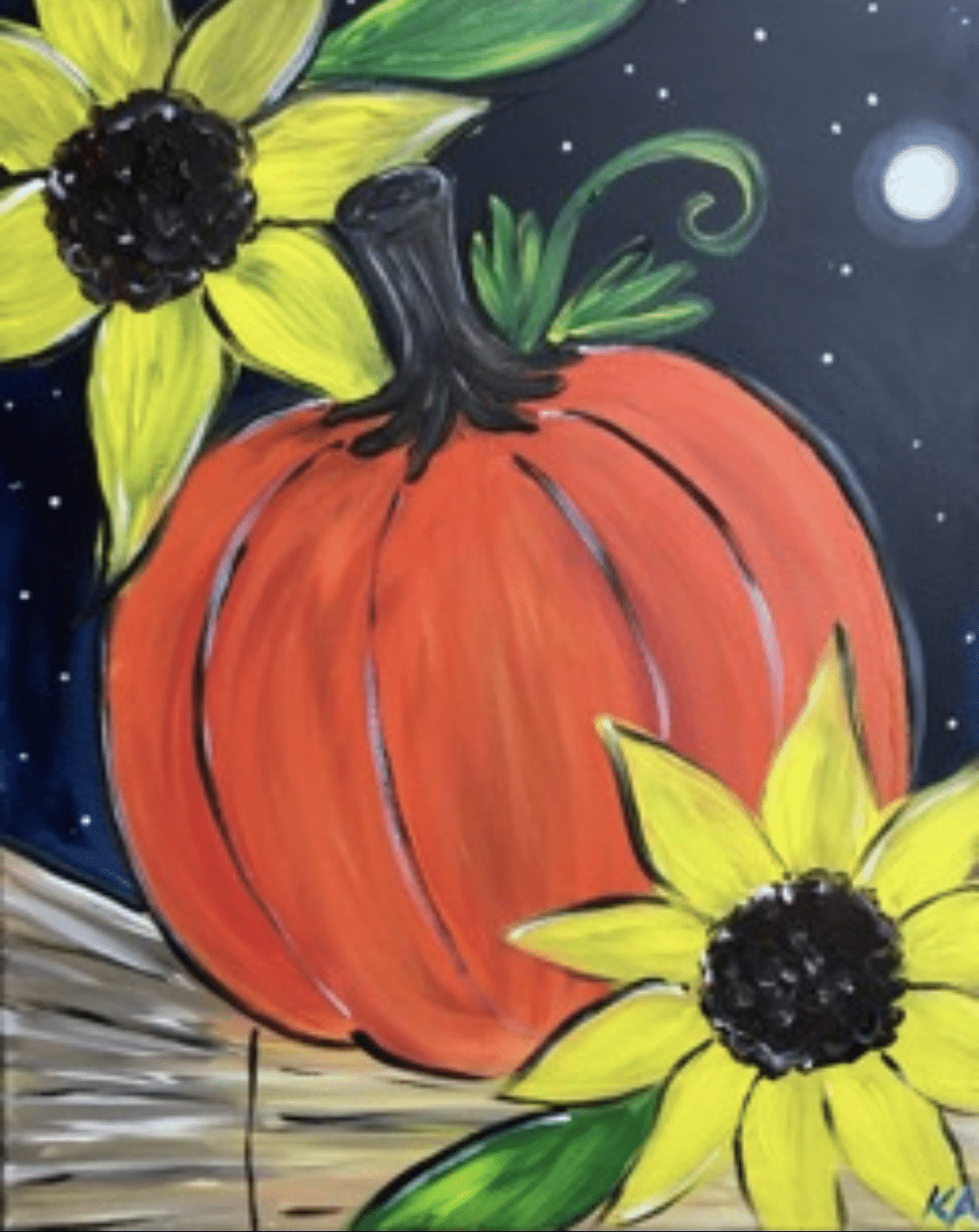 Fountain Square Fall Painting - Pumpkin Moonlight - Red Lion Grog House - Paint and Sip - Wine and Canvas Greater Indianapolis - October 2024