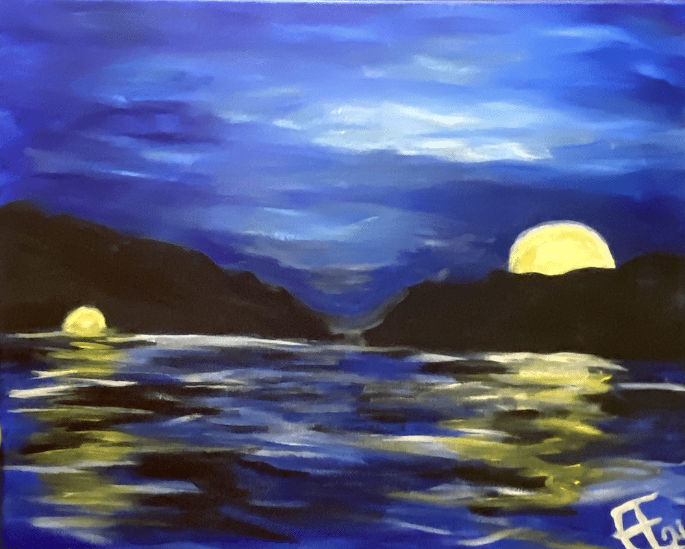 paint and sip Midnight on the Water