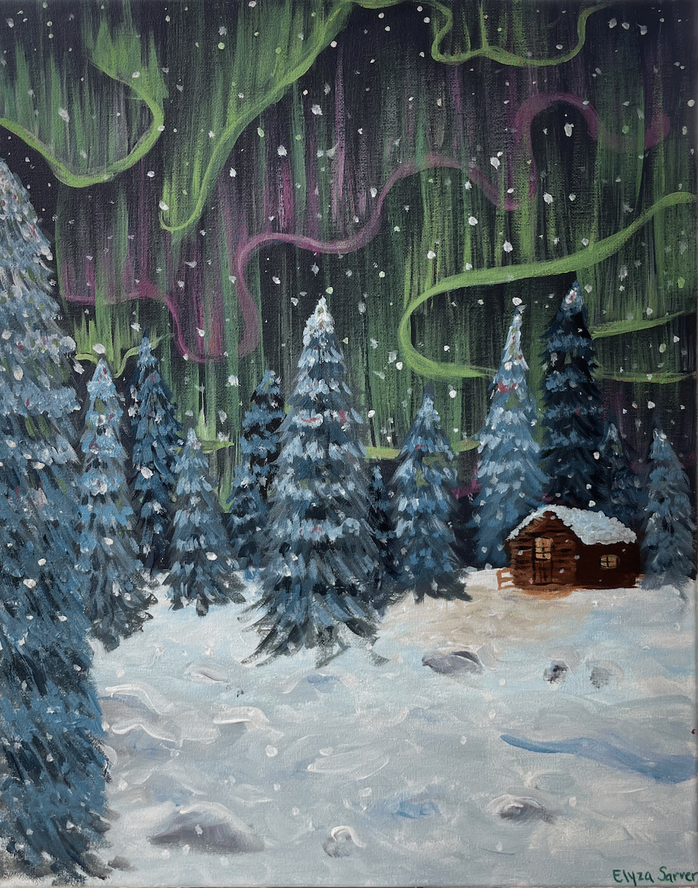 Snowy Aurora Paint & Sip Event