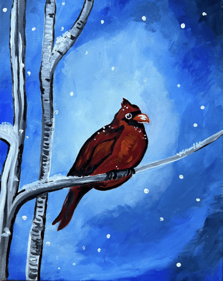 🎨 Carmel Painting for Beginners - Winter Cardinal 🍷