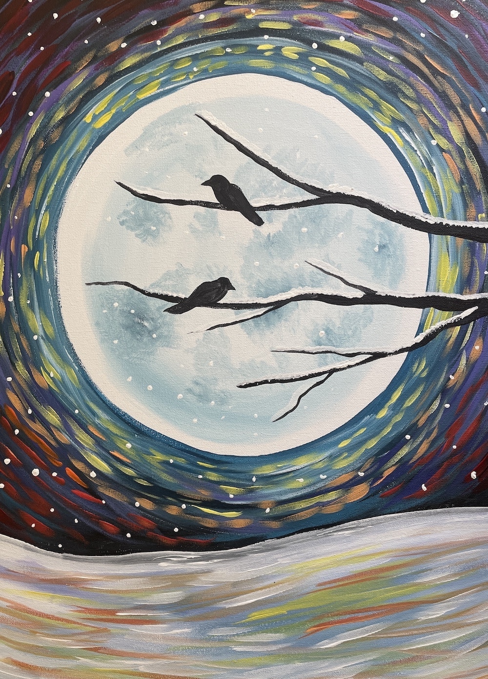 paint and sip Winter Full Moon