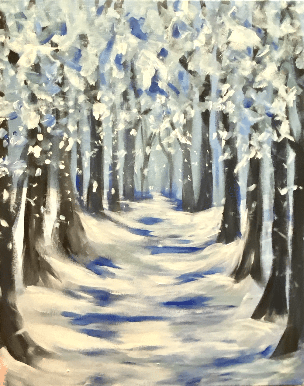 paint and sip Winter Woods